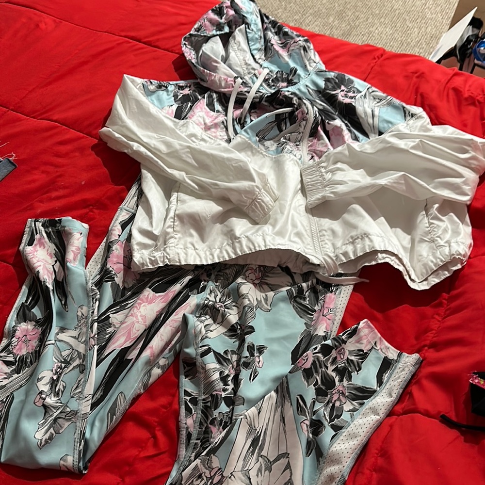 Nike tropical print yoga pants and Zip-Up jacket